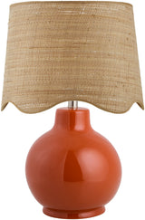 Droplet Round Red Ceramic Table Lamp with Scallop Shade