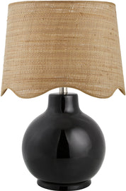 Maine Cottage Droplet Round Black Ceramic Table Lamp with Scallop Shade | Maine Cottage® 