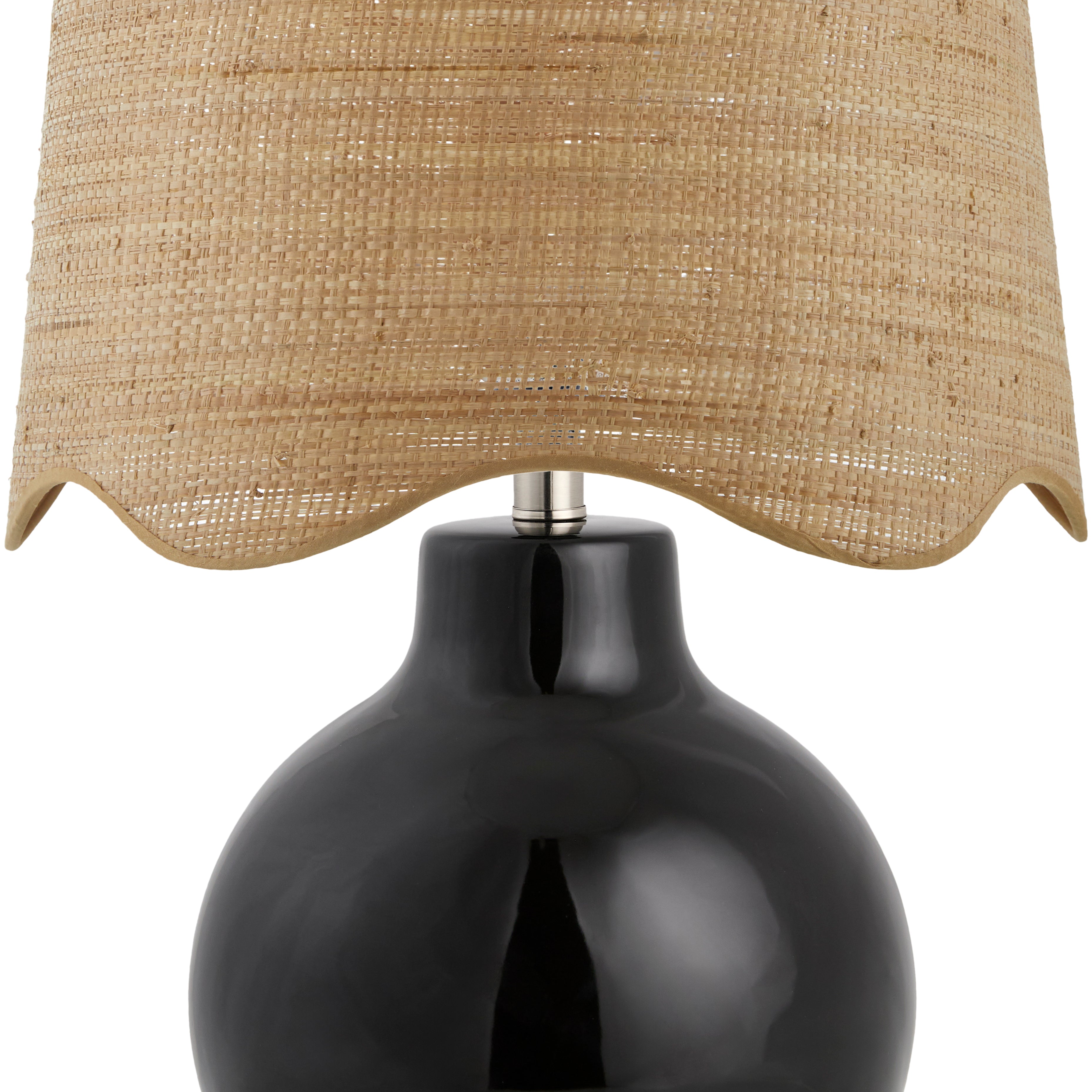 Maine Cottage Droplet Round Black Ceramic Table Lamp with Scallop Shade | Maine Cottage® 