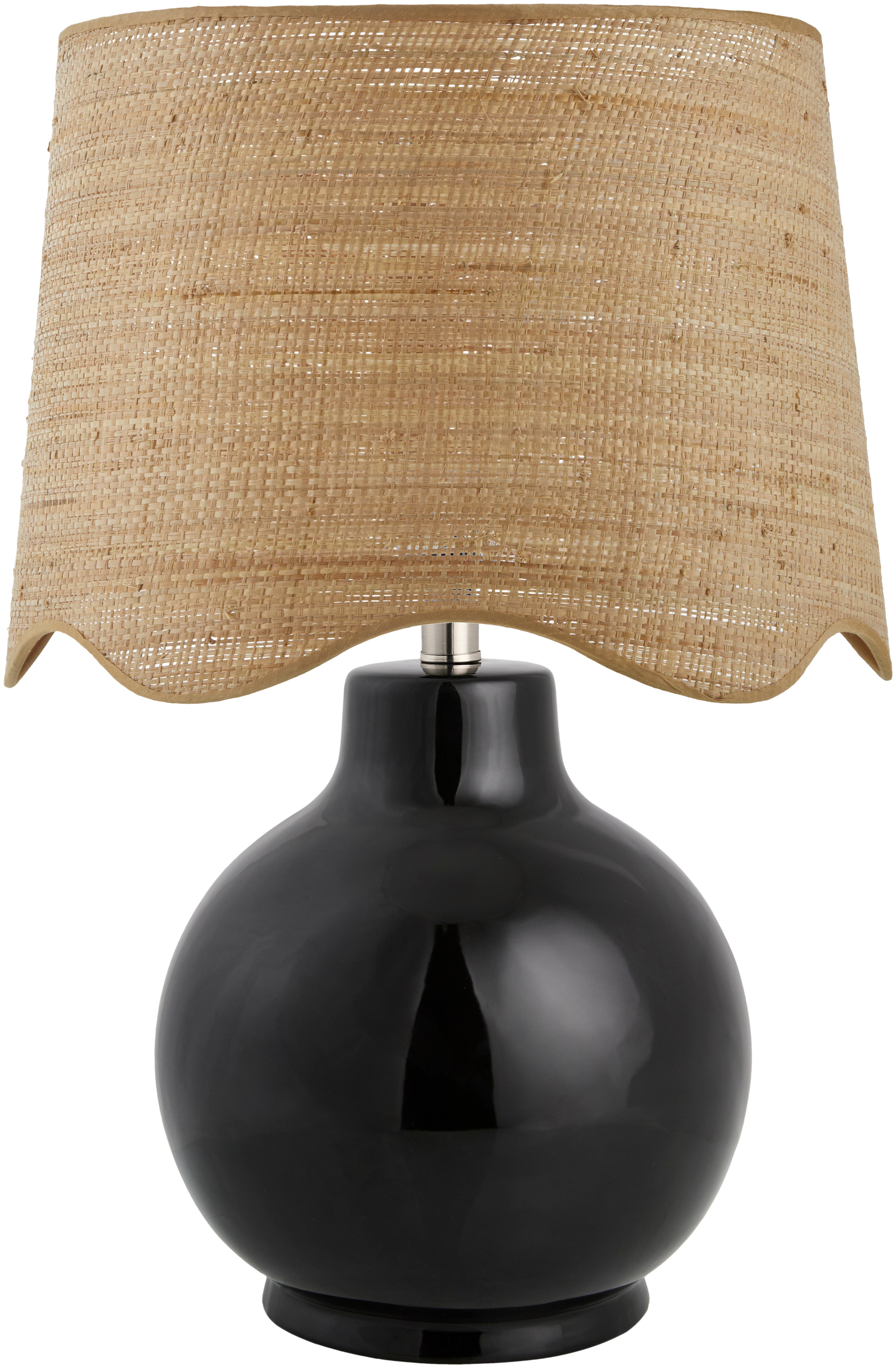 Maine Cottage Droplet Round Black Ceramic Table Lamp with Scallop Shade | Maine Cottage® 