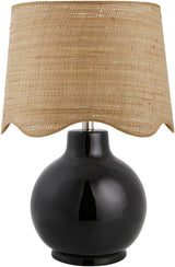 Droplet Round Black Ceramic Table Lamp with Scallop Shade