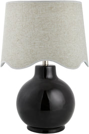 Maine Cottage Droplet Round Black Ceramic Table Lamp with Scallop Shade | Maine Cottage® 