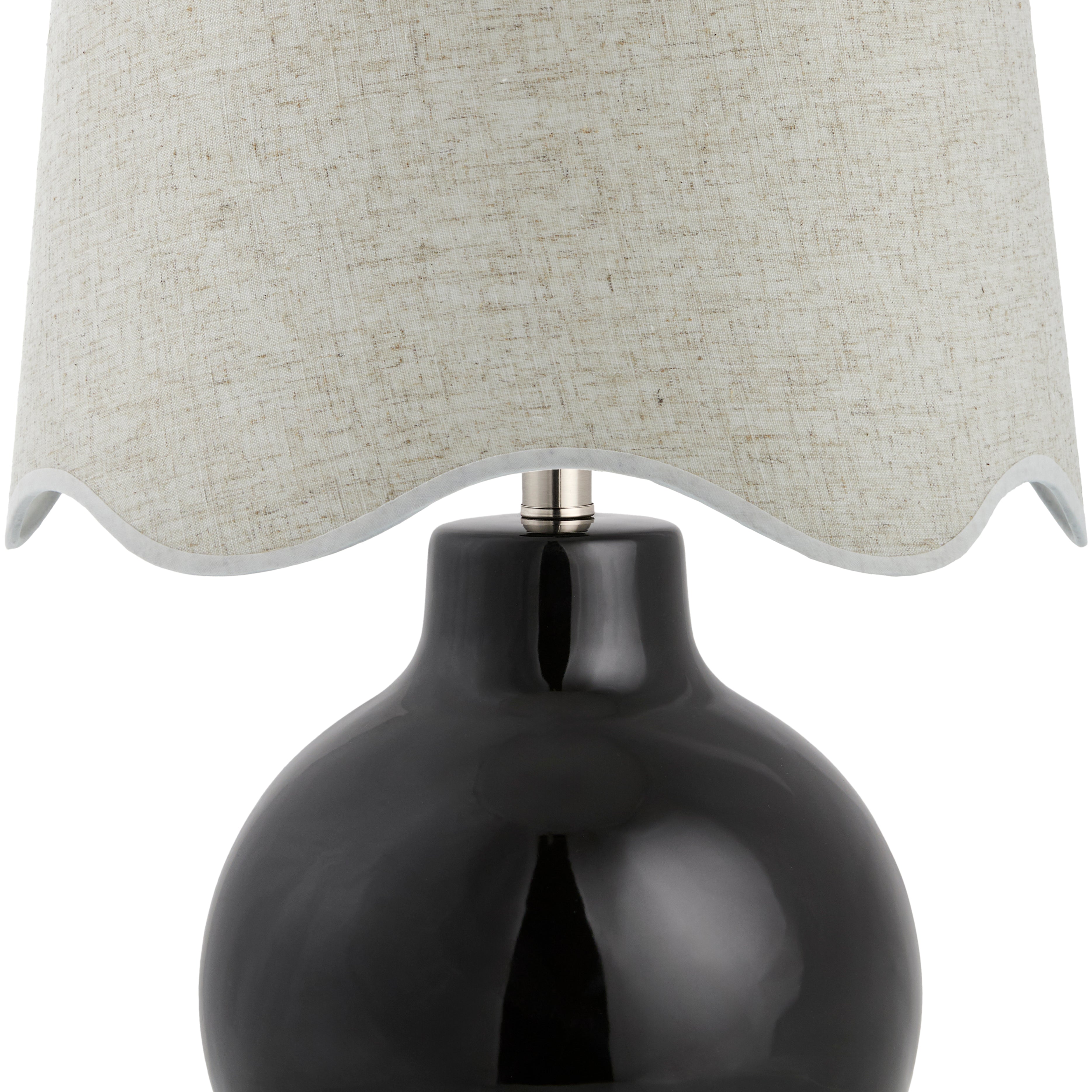 Maine Cottage Droplet Round Black Ceramic Table Lamp with Scallop Shade | Maine Cottage® 
