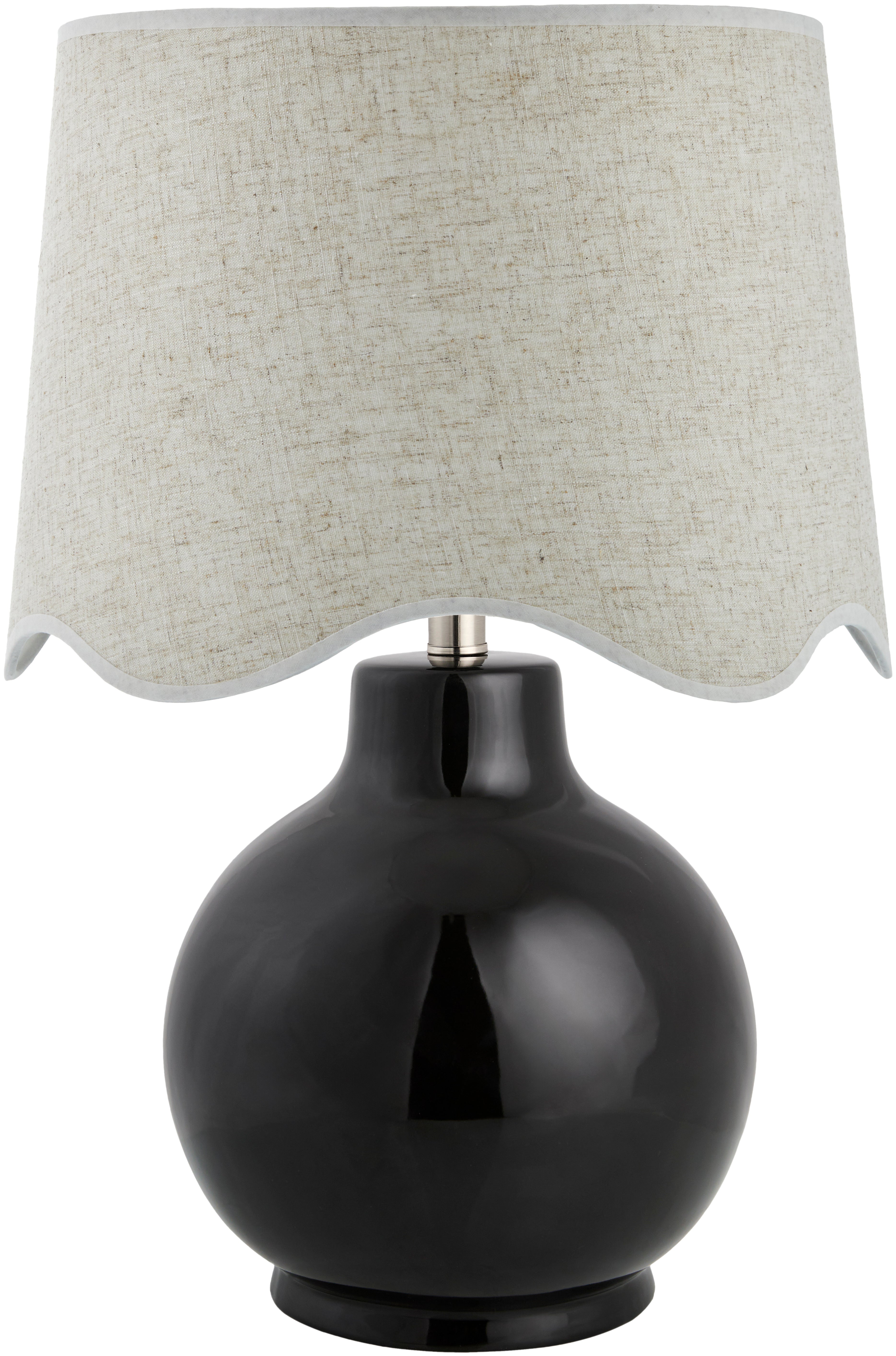 Maine Cottage Droplet Round Black Ceramic Table Lamp with Scallop Shade | Maine Cottage® 