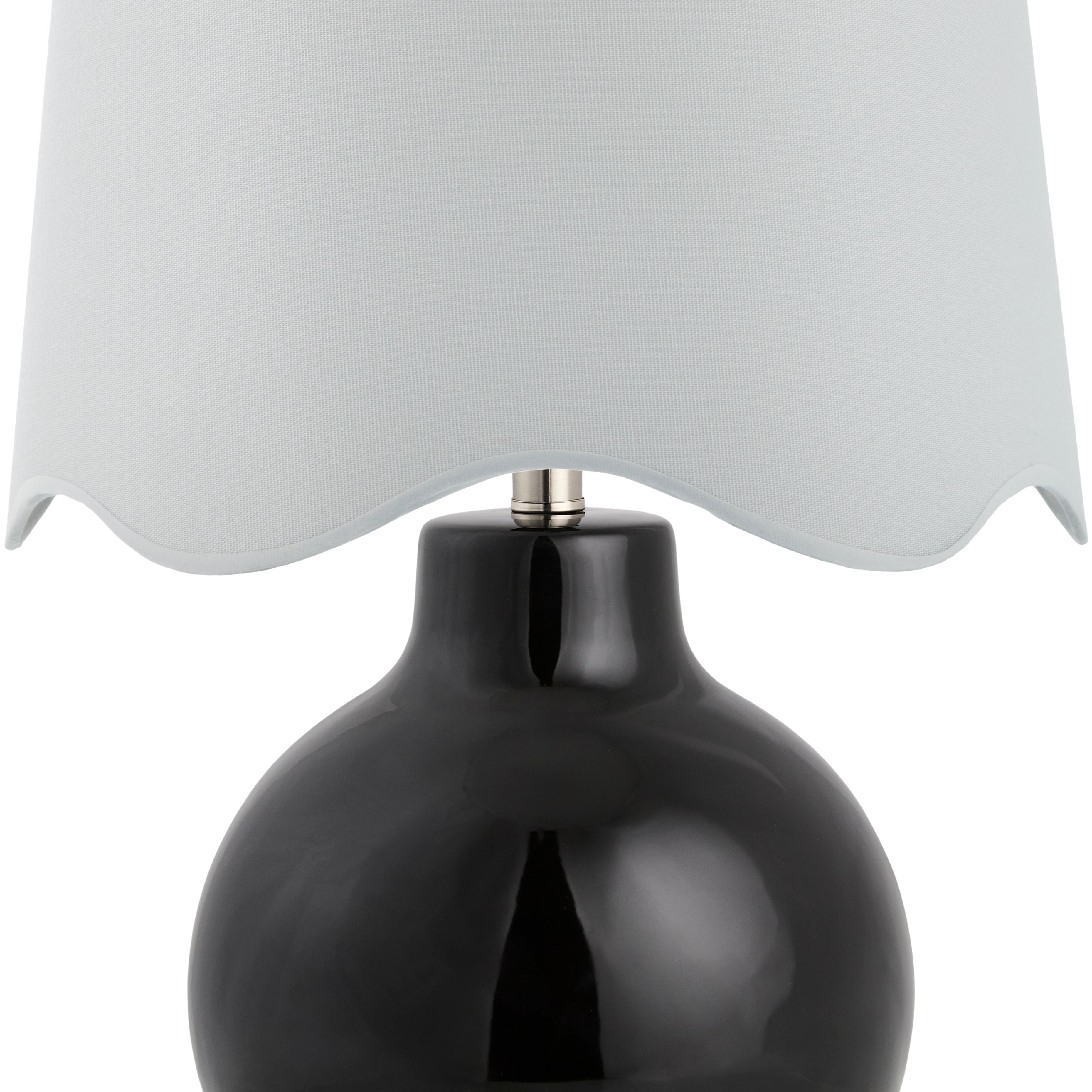 Maine Cottage Droplet Round Black Ceramic Table Lamp with Scallop Shade | Maine Cottage® 