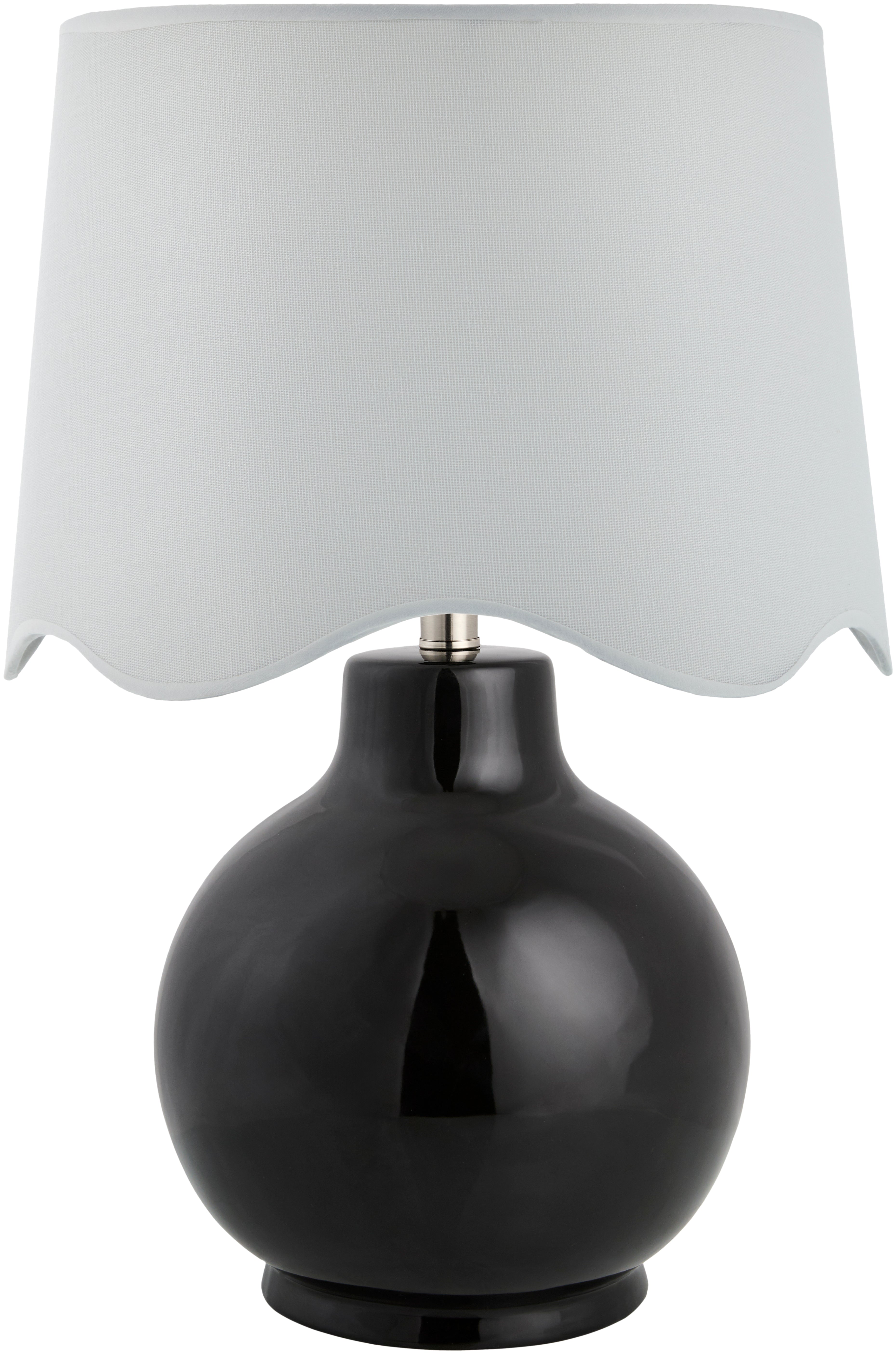 Maine Cottage Droplet Round Black Ceramic Table Lamp with Scallop Shade | Maine Cottage® 