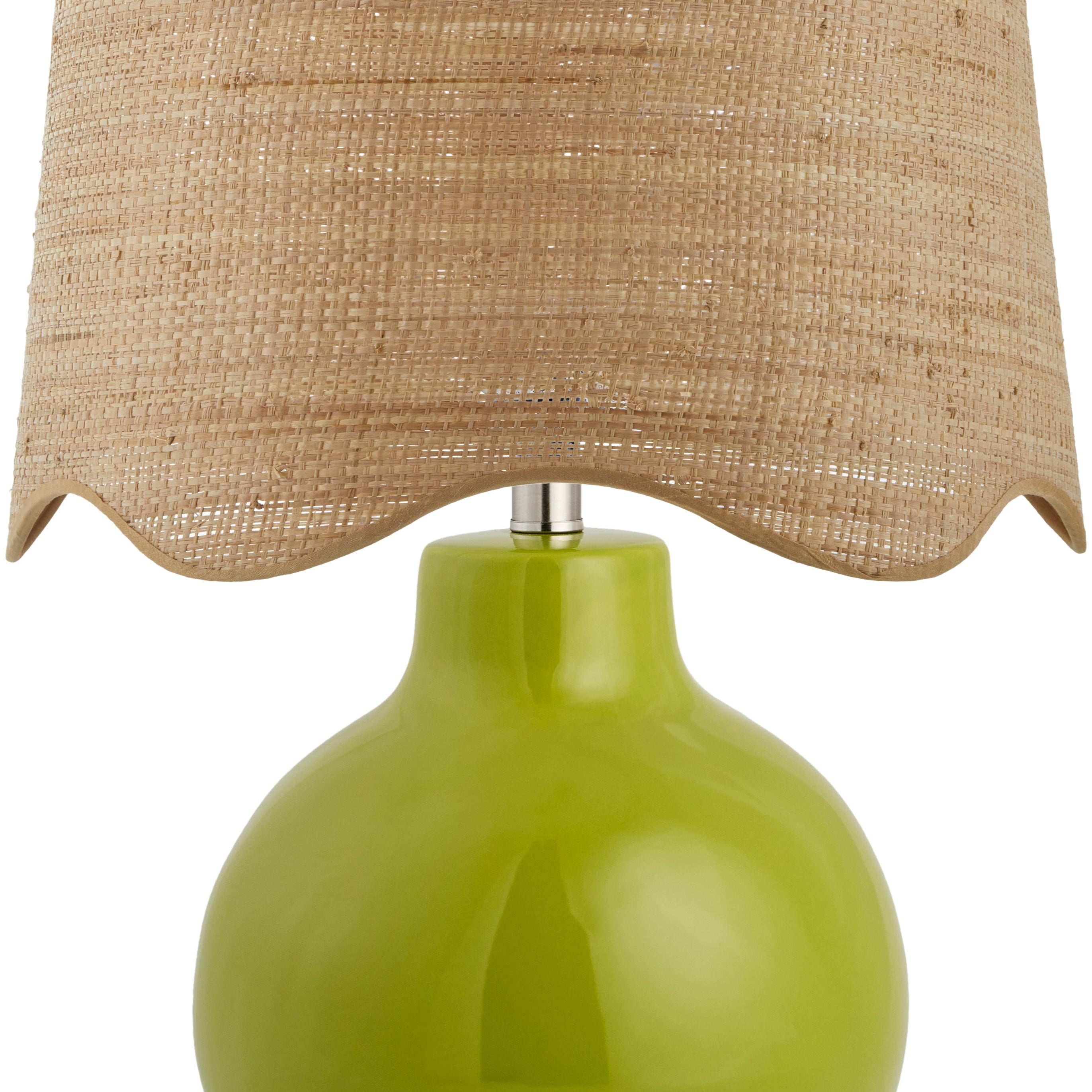 Maine Cottage Droplet Round Green Ceramic Table Lamp with Scallop Shade | Maine Cottage® 