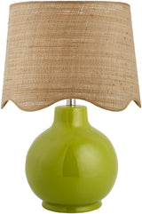 Droplet Round Green Ceramic Table Lamp with Scallop Shade