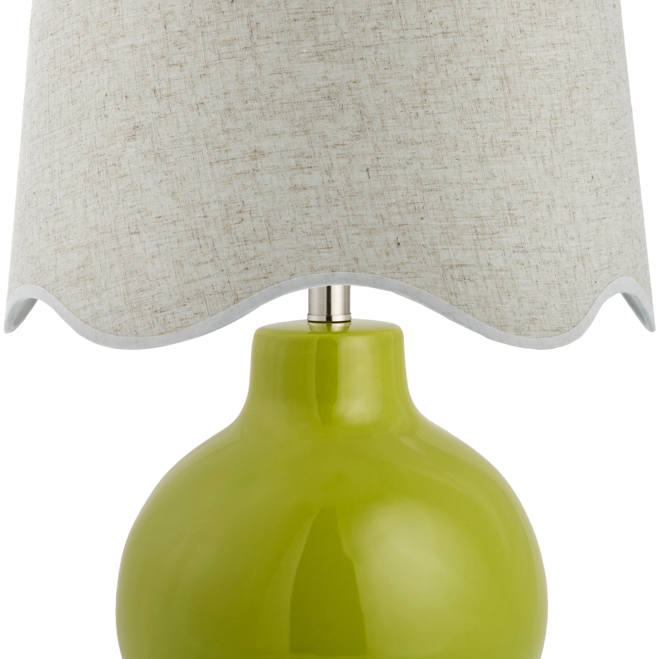 Maine Cottage Droplet Round Green Ceramic Table Lamp with Scallop Shade | Maine Cottage® 