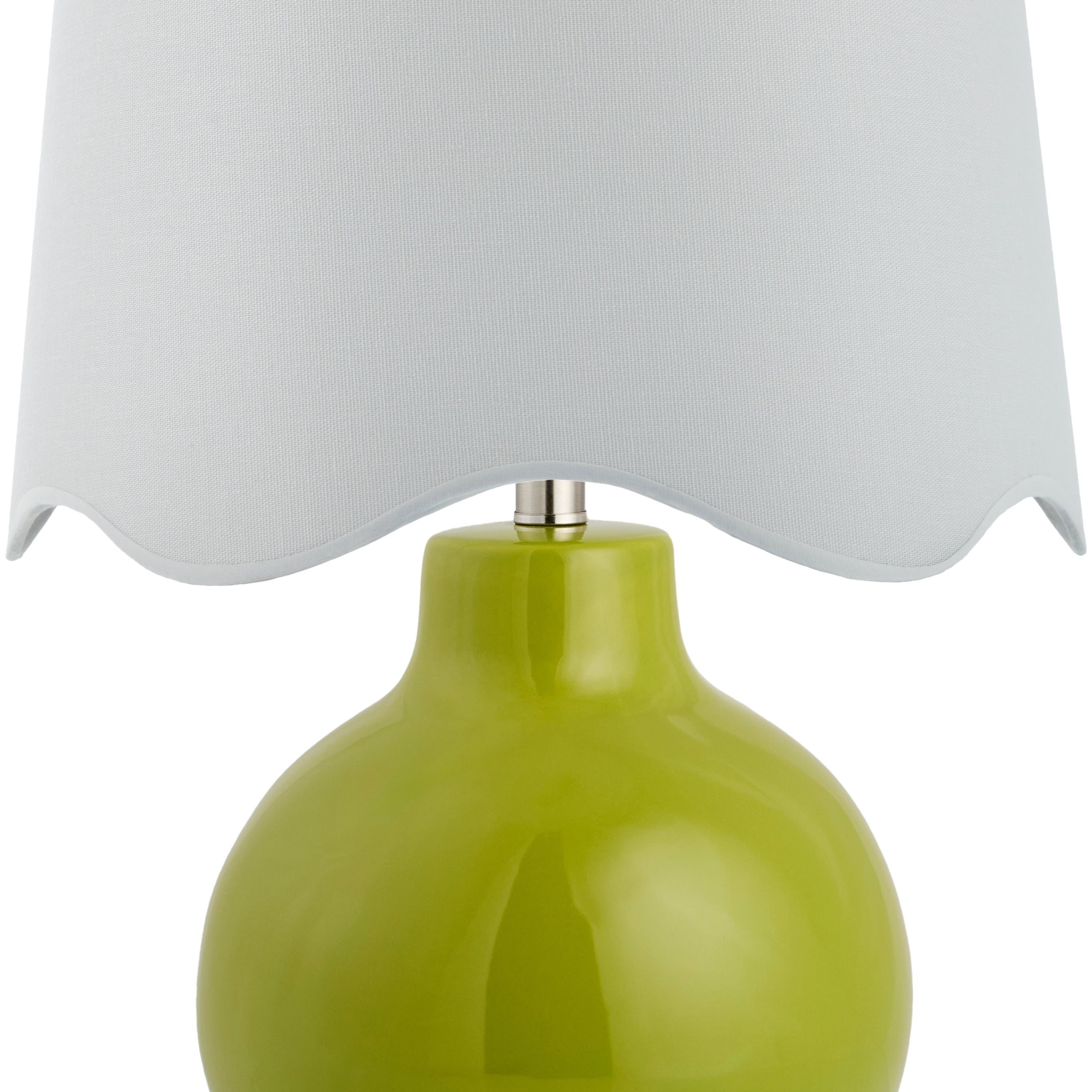 Maine Cottage Droplet Round Green Ceramic Table Lamp with Scallop Shade | Maine Cottage® 