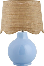Maine Cottage Droplet Round Light Blue Ceramic Table Lamp with Scallop Shade | Maine Cottage® 