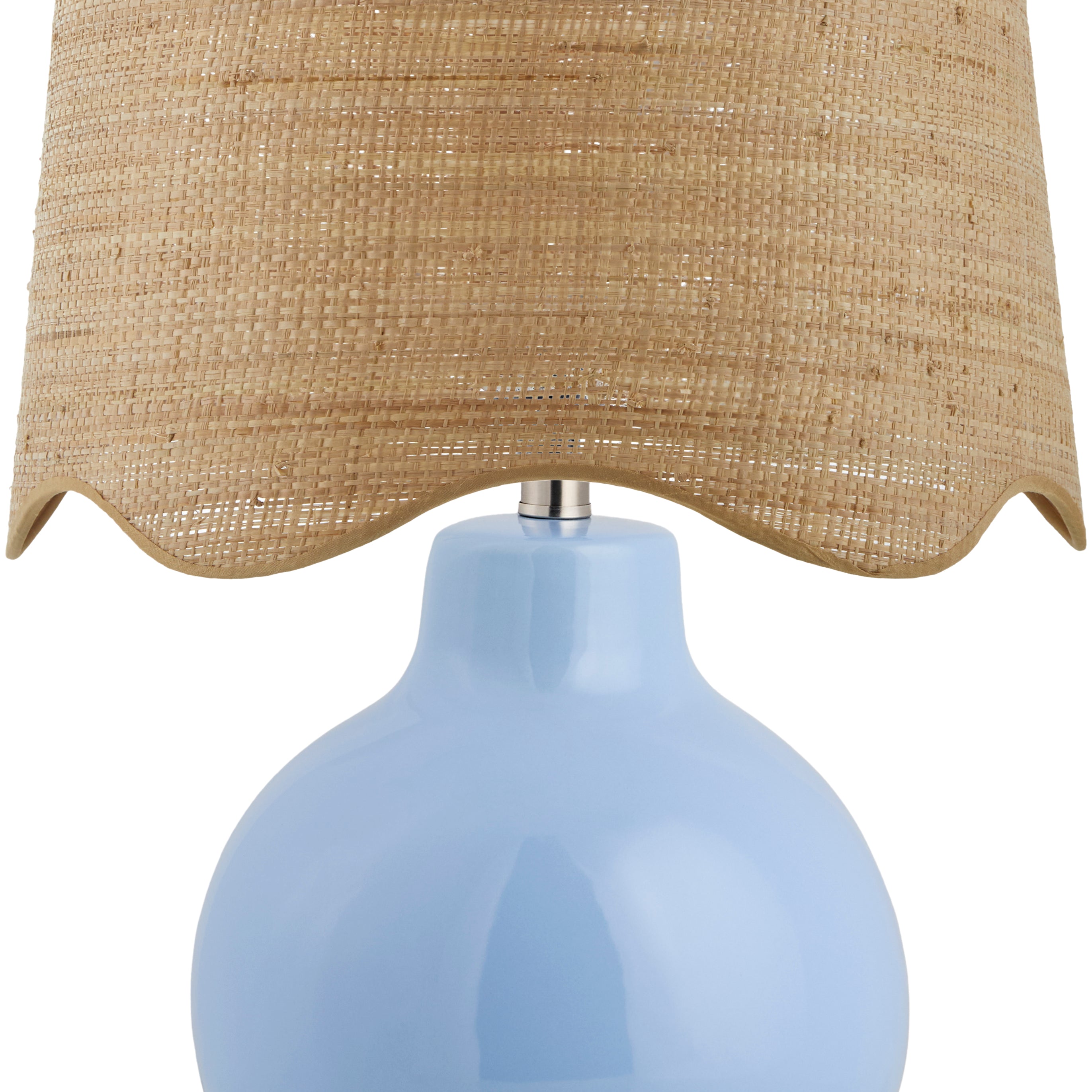 Maine Cottage Droplet Round Light Blue Ceramic Table Lamp with Scallop Shade | Maine Cottage® 
