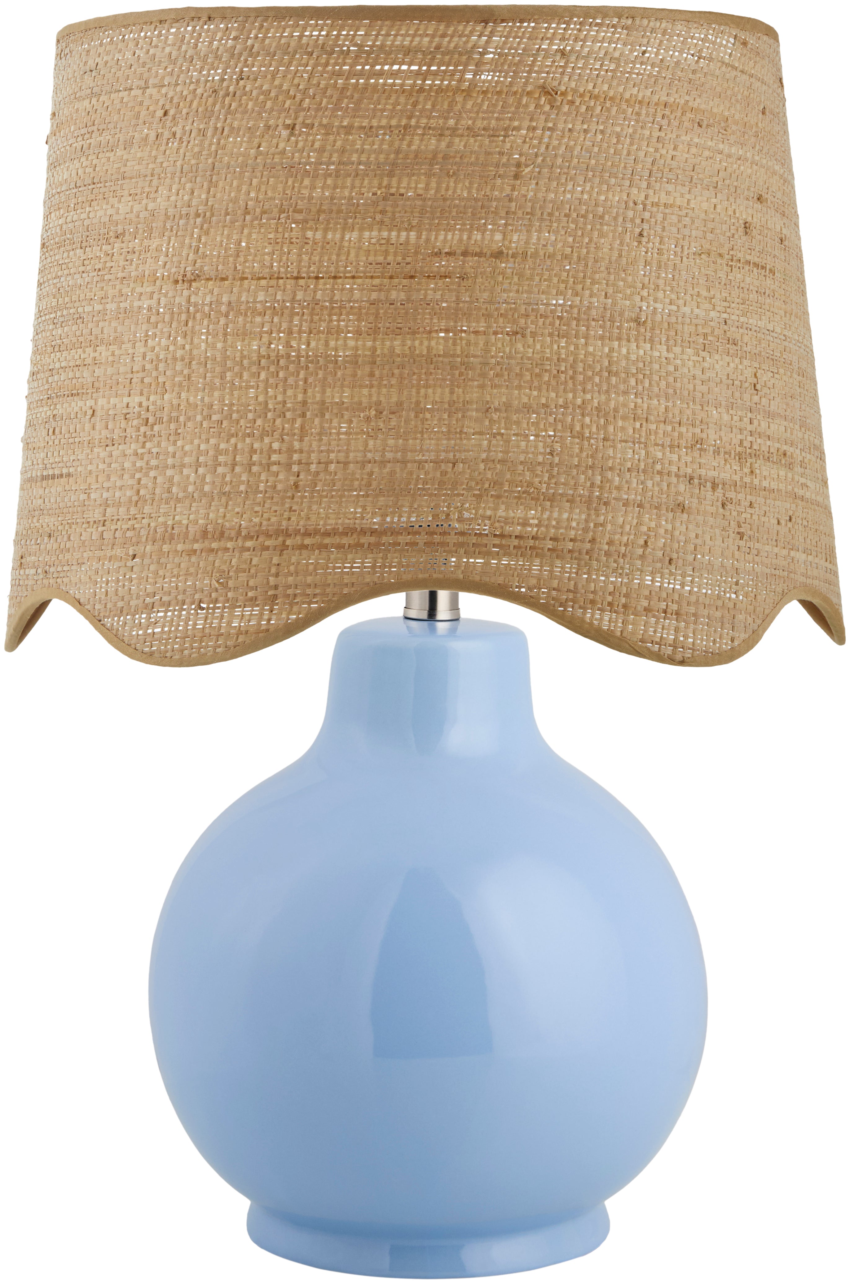 Maine Cottage Droplet Round Light Blue Ceramic Table Lamp with Scallop Shade | Maine Cottage® 