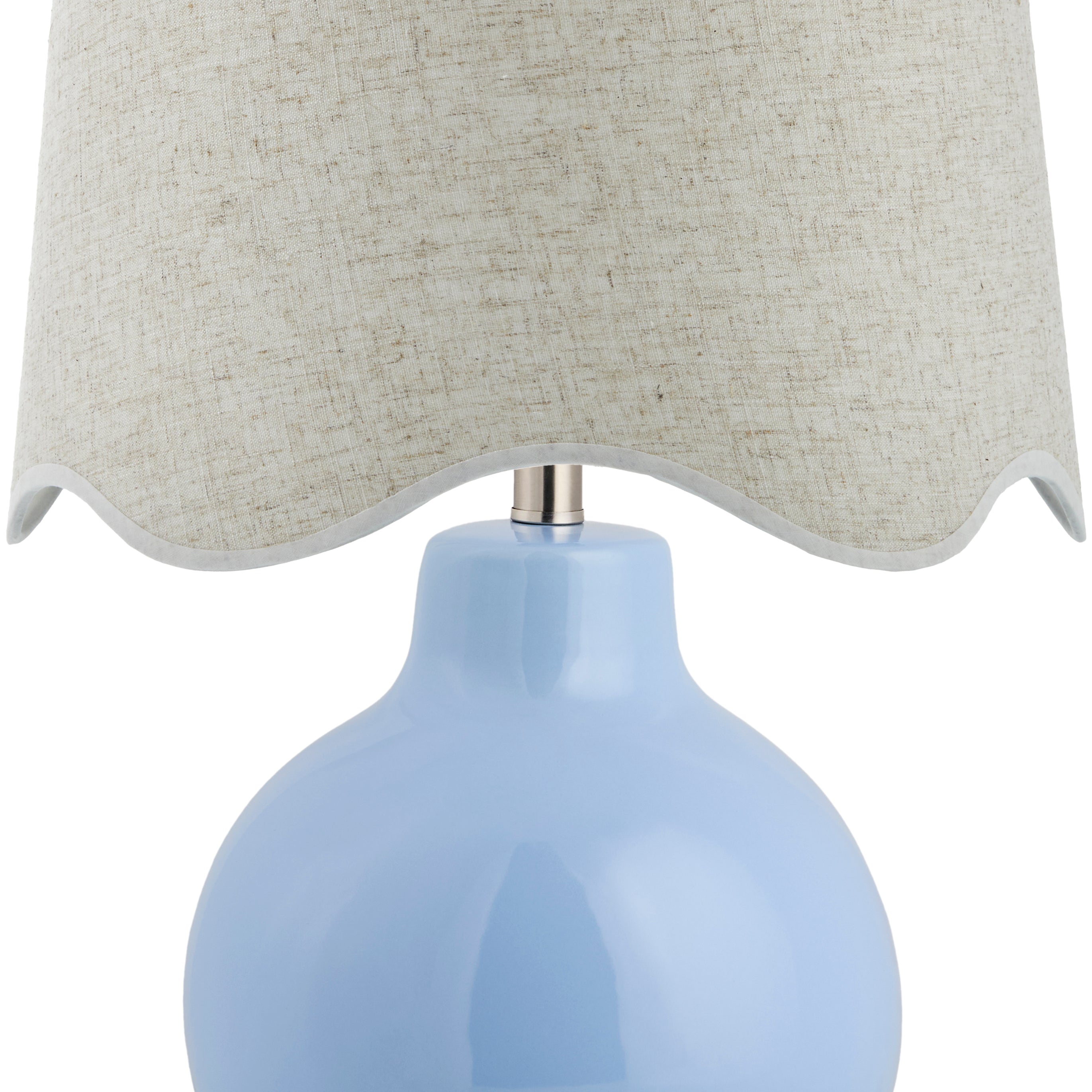 Maine Cottage Droplet Round Light Blue Ceramic Table Lamp with Scallop Shade | Maine Cottage® 