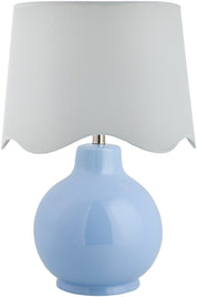 Maine Cottage Droplet Round Light Blue Ceramic Table Lamp with Scallop Shade | Maine Cottage® 