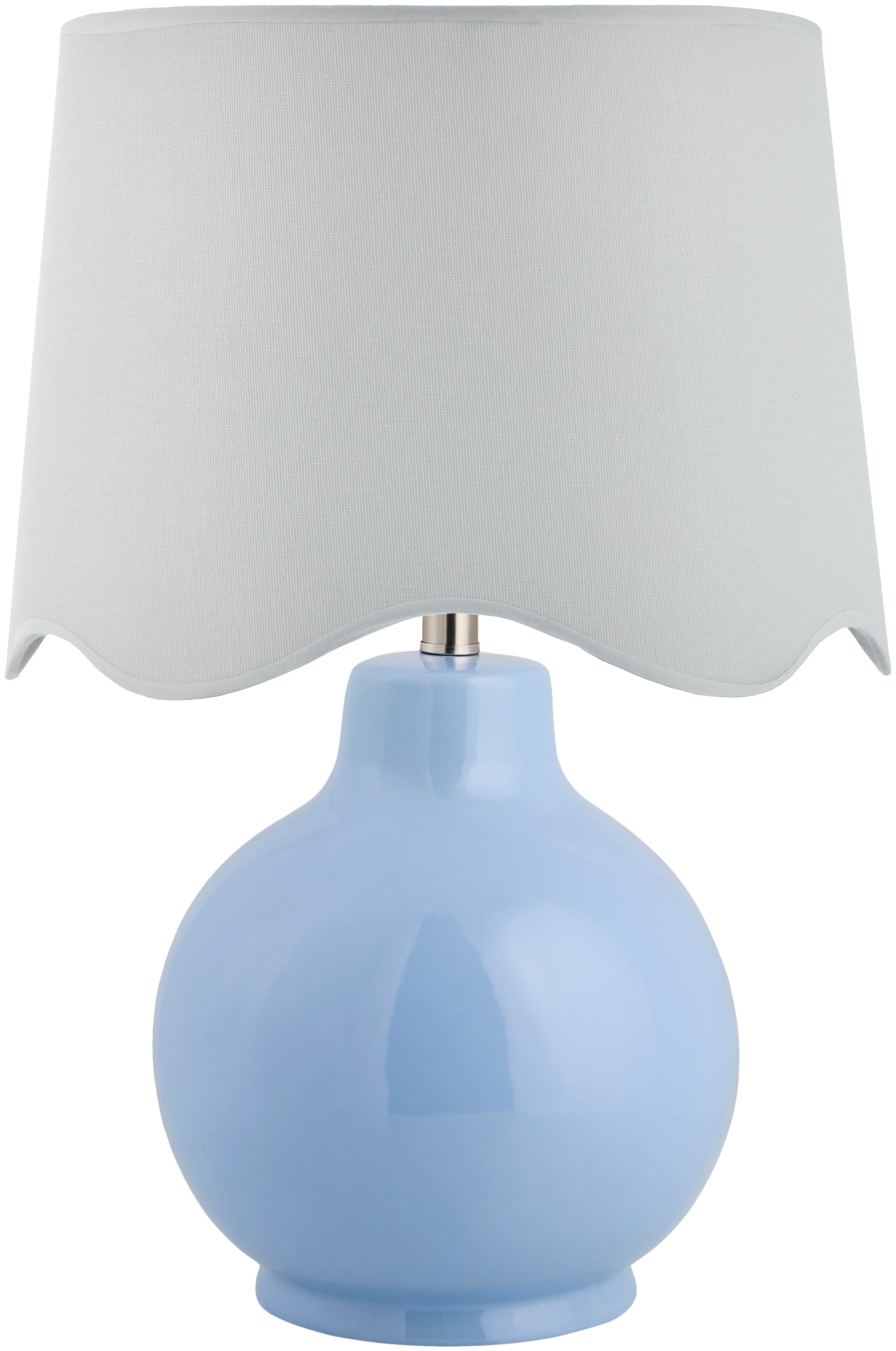 Maine Cottage Droplet Round Light Blue Ceramic Table Lamp with Scallop Shade | Maine Cottage® 