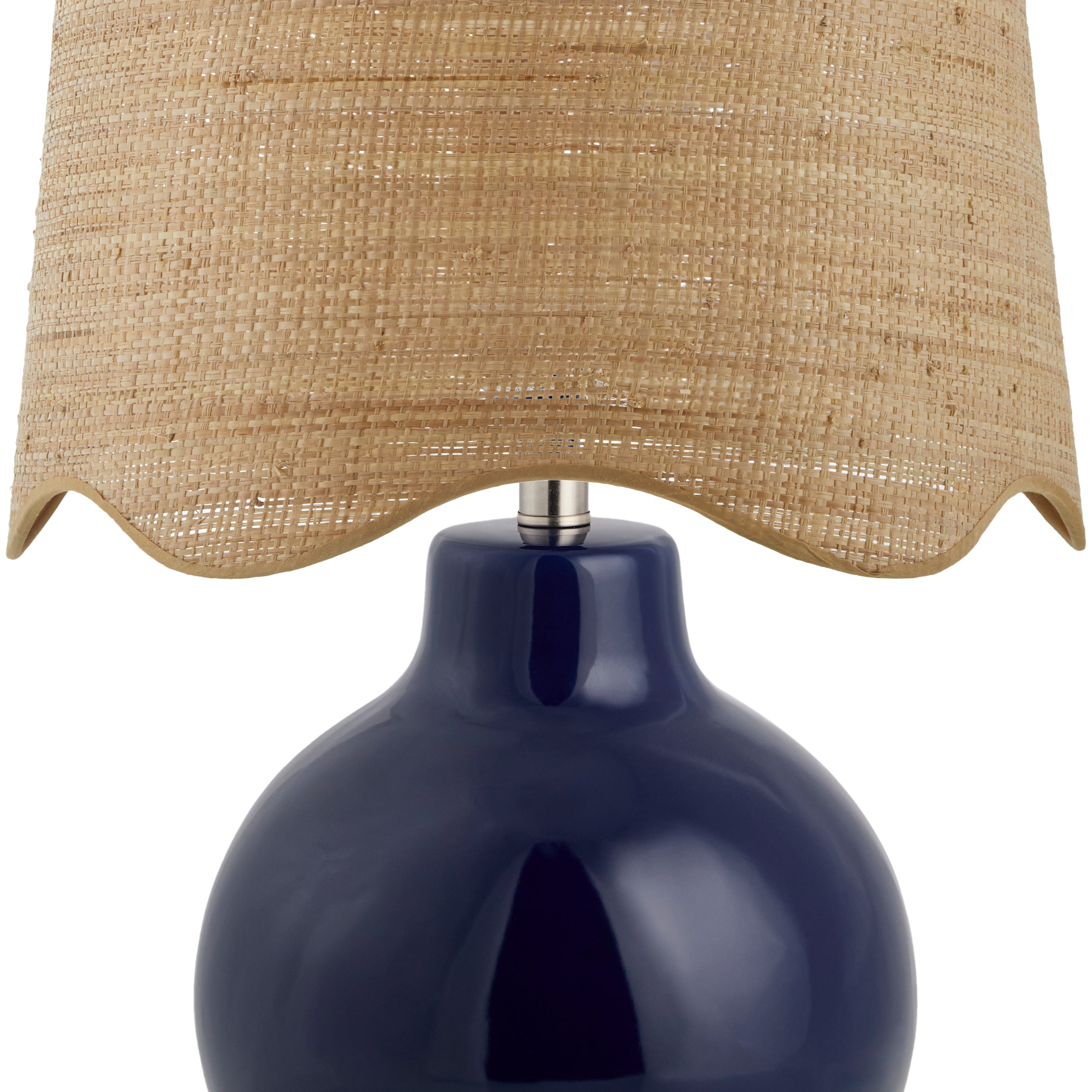 Maine Cottage Droplet Round Navy Ceramic Table Lamp with Scallop Shade | Maine Cottage® 