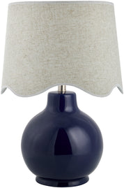 Maine Cottage Droplet Round Navy Ceramic Table Lamp with Scallop Shade | Maine Cottage® 