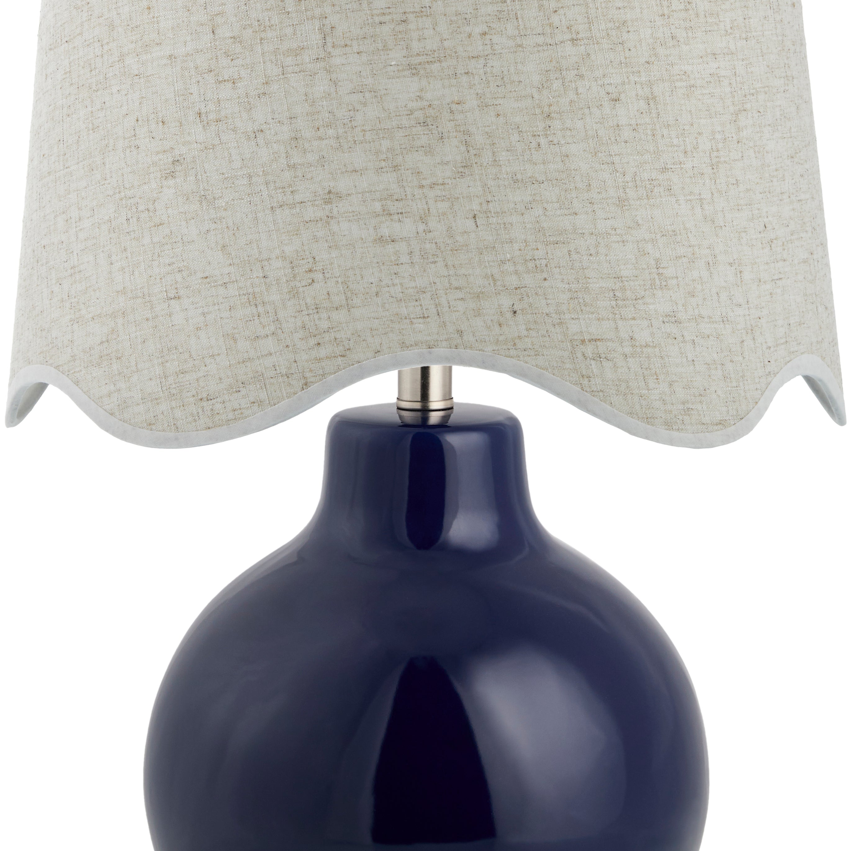 Maine Cottage Droplet Round Navy Ceramic Table Lamp with Scallop Shade | Maine Cottage® 
