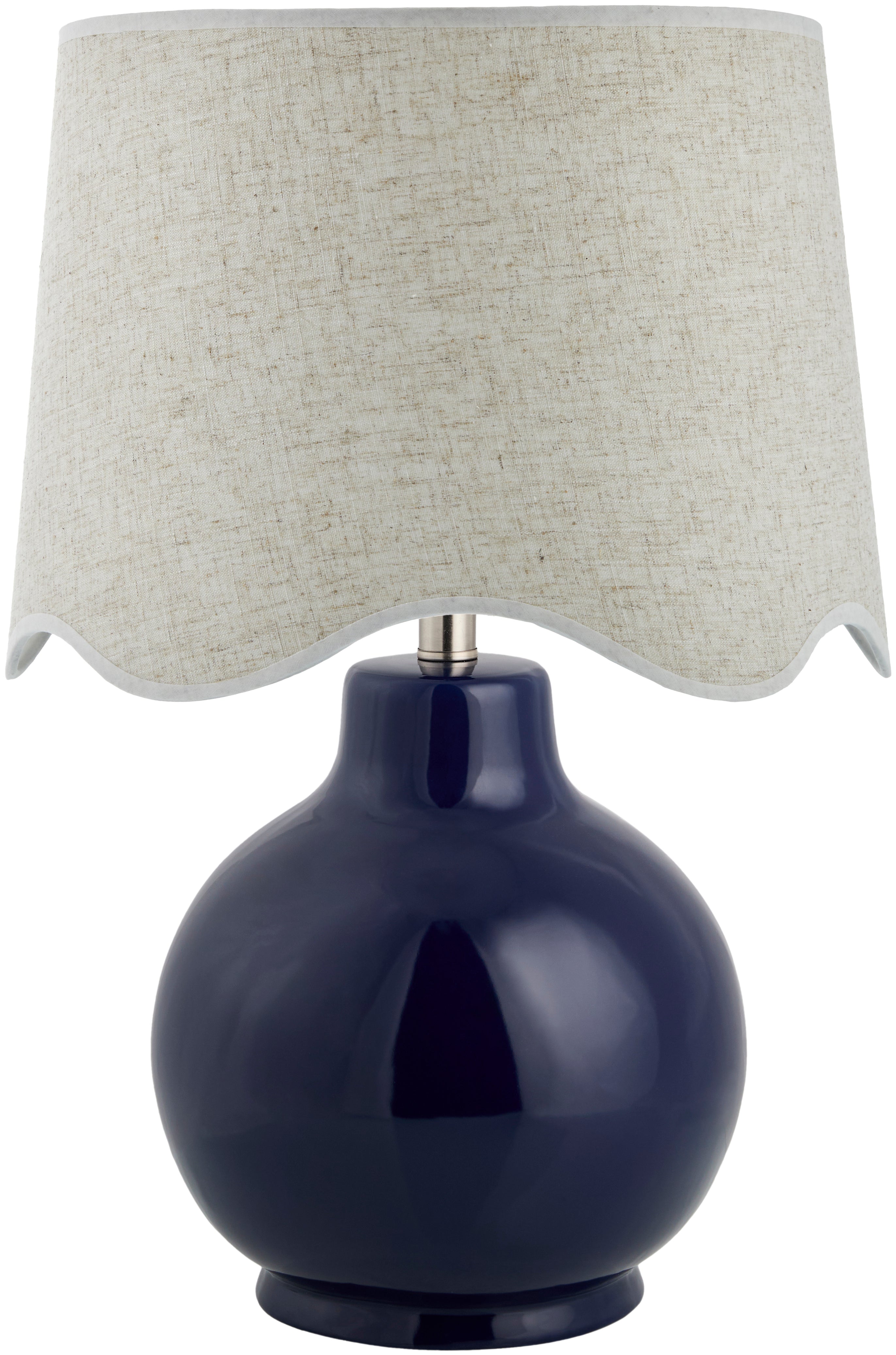 Maine Cottage Droplet Round Navy Ceramic Table Lamp with Scallop Shade | Maine Cottage® 