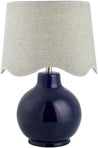 Maine Cottage Droplet Round Navy Ceramic Table Lamp with Scallop Shade | Maine Cottage® 