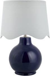 Maine Cottage Droplet Round Navy Ceramic Table Lamp with Scallop Shade | Maine Cottage® 