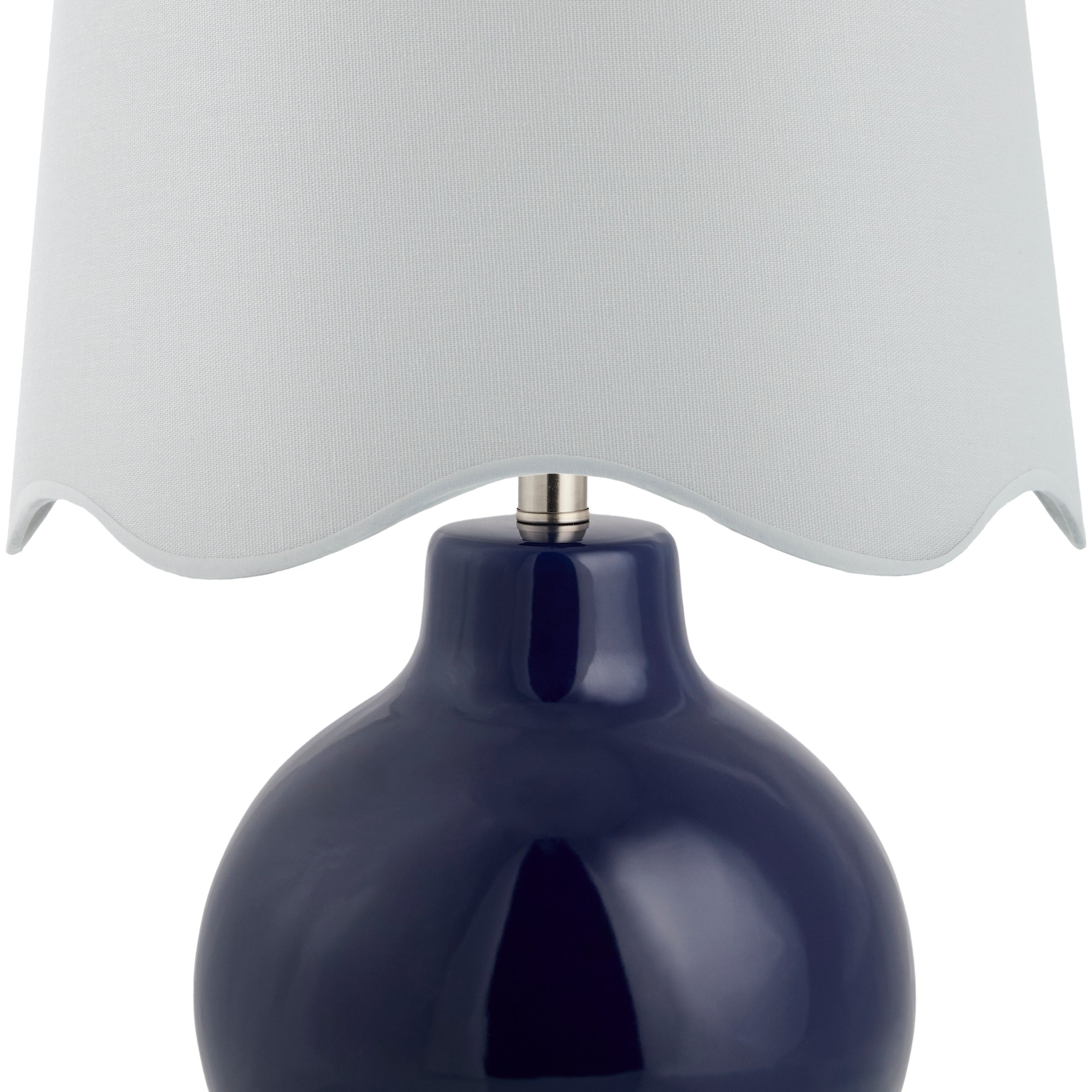 Maine Cottage Droplet Round Navy Ceramic Table Lamp with Scallop Shade | Maine Cottage® 