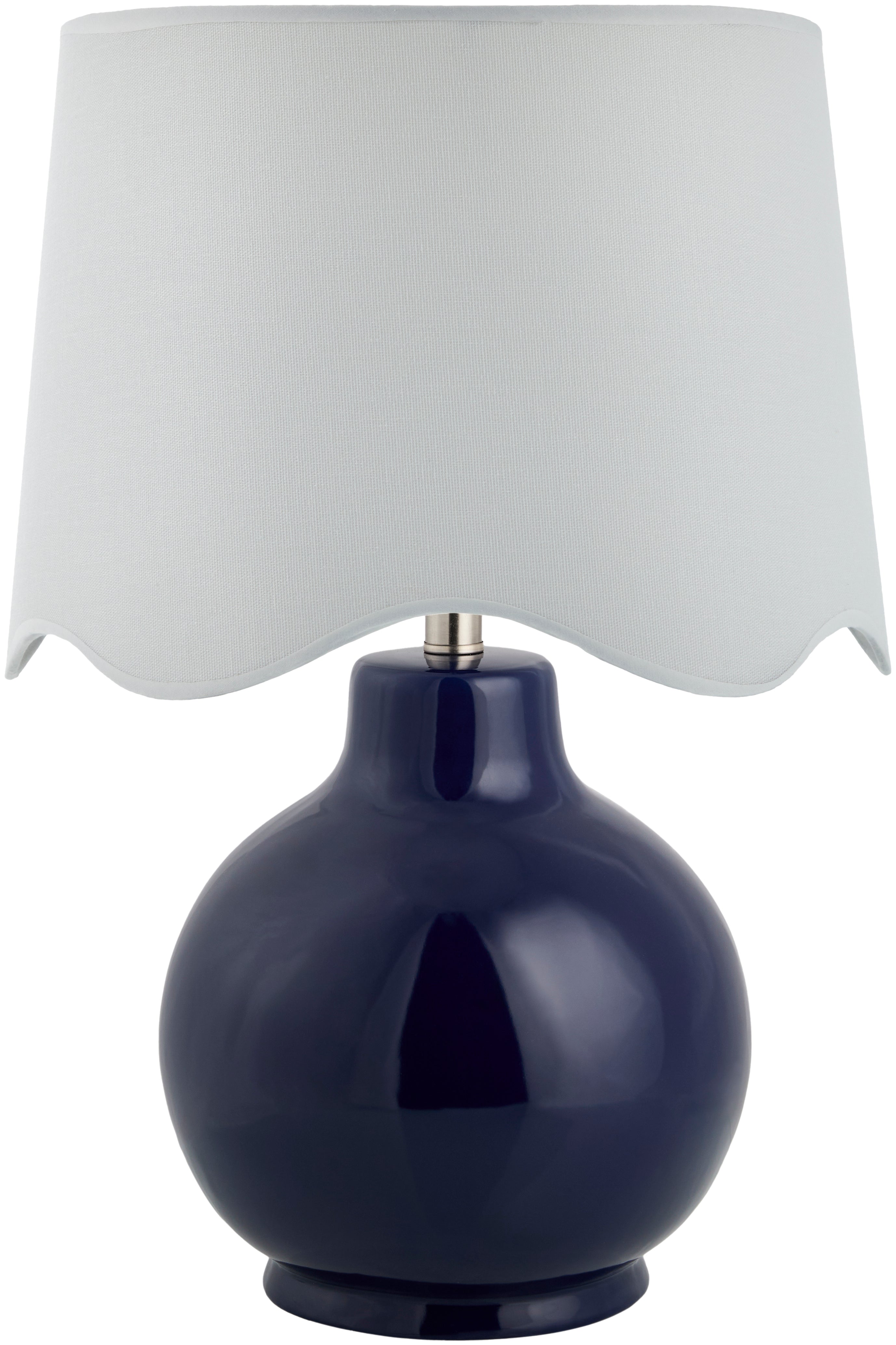 Maine Cottage Droplet Round Navy Ceramic Table Lamp with Scallop Shade | Maine Cottage® 