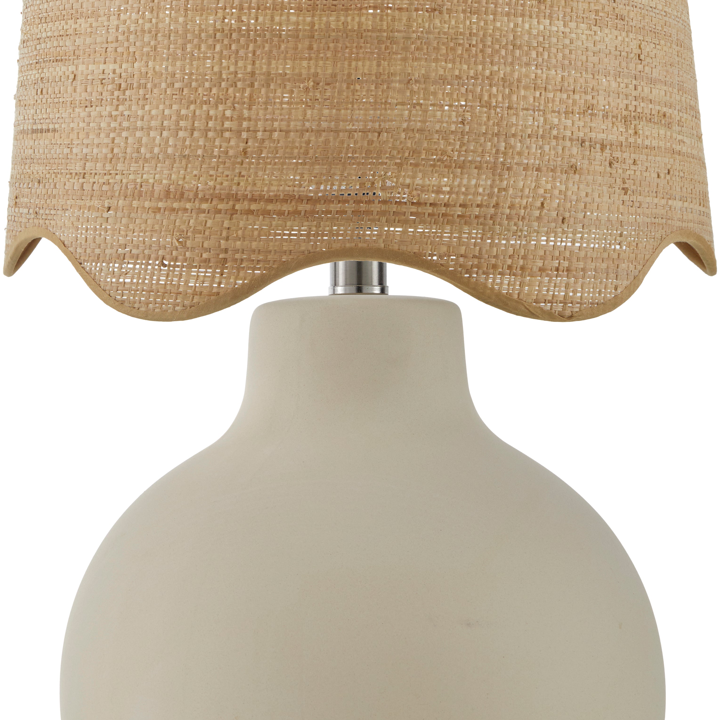 Maine Cottage Droplet Round Cream Ceramic Table Lamp with Scallop Shade | Maine Cottage® 