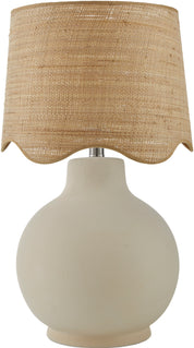 Maine Cottage Droplet Round Cream Ceramic Table Lamp with Scallop Shade | Maine Cottage® 