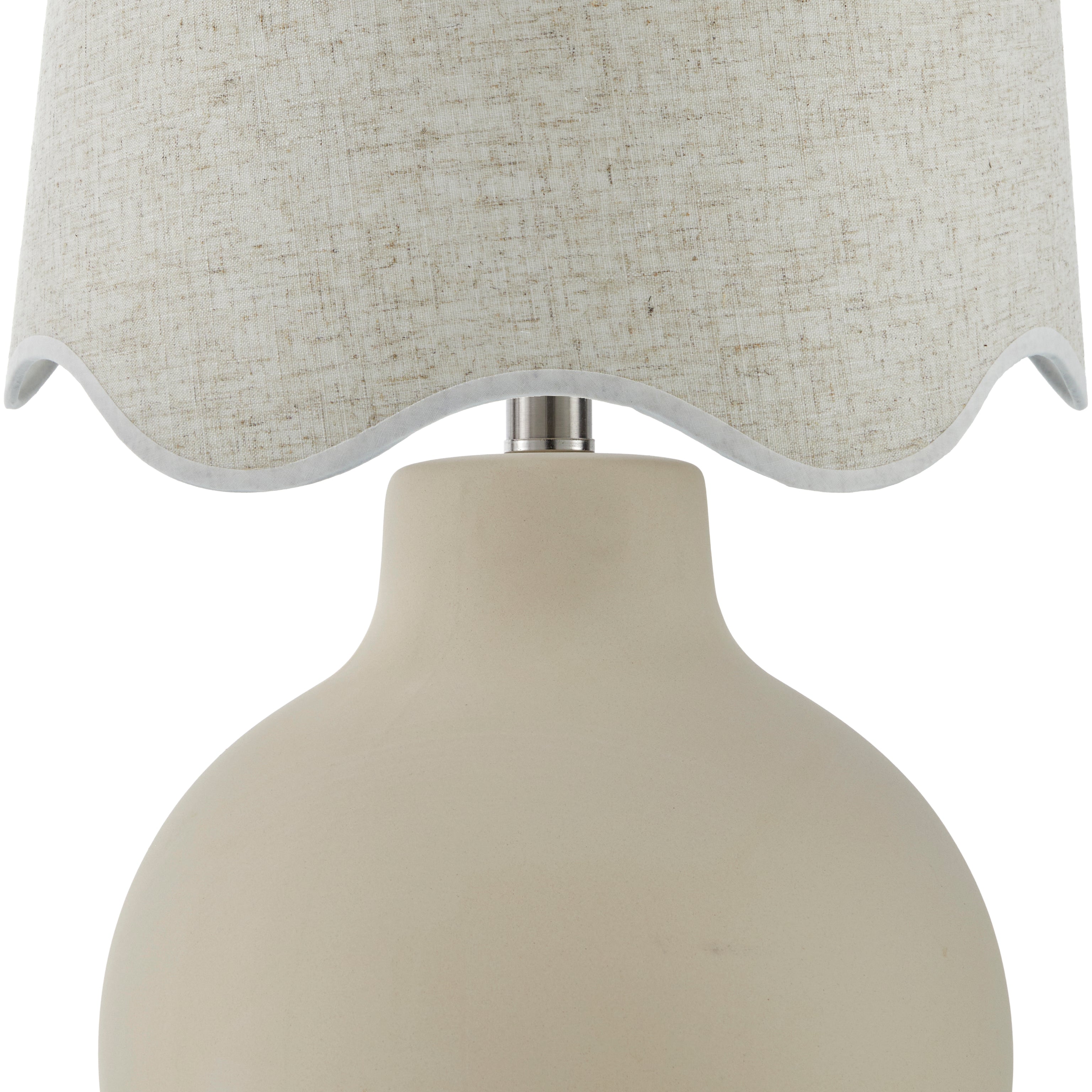 Maine Cottage Droplet Round Cream Ceramic Table Lamp with Scallop Shade | Maine Cottage® 