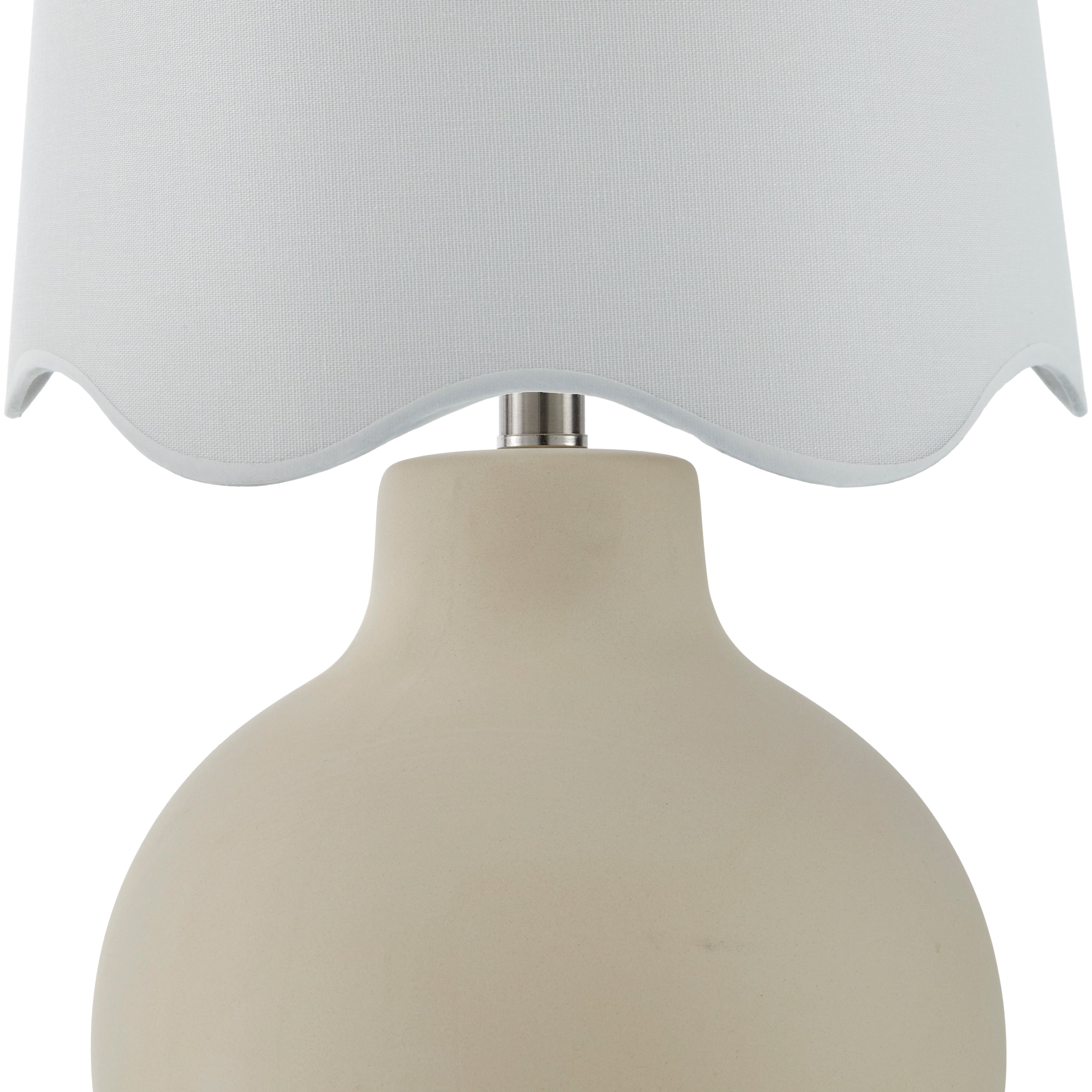 Maine Cottage Droplet Round Cream Ceramic Table Lamp with Scallop Shade | Maine Cottage® 
