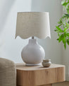 Maine Cottage Droplet Round White Ceramic Table Lamp with Scallop Shade | Maine Cottage® 
