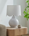 Maine Cottage Droplet Round White Ceramic Table Lamp with Scallop Shade | Maine Cottage® 