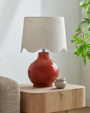 Maine Cottage Droplet Round Red Ceramic Table Lamp with Scallop Shade | Maine Cottage® 