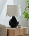 Maine Cottage Droplet Round Black Ceramic Table Lamp with Scallop Shade | Maine Cottage® 