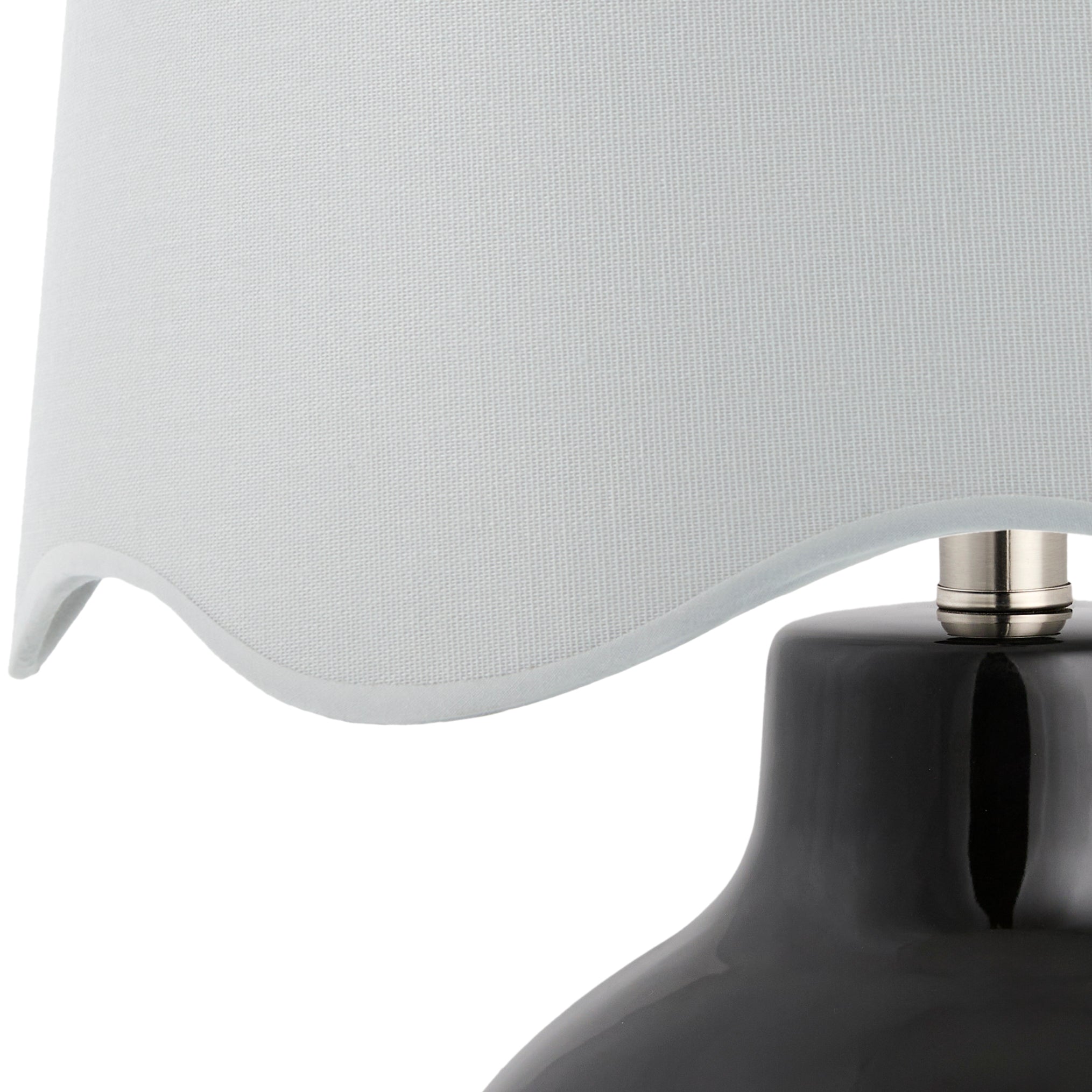 Maine Cottage Droplet Round Black Ceramic Table Lamp with Scallop Shade | Maine Cottage® 
