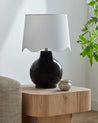 Maine Cottage Droplet Round Black Ceramic Table Lamp with Scallop Shade | Maine Cottage® 