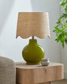 Maine Cottage Droplet Round Green Ceramic Table Lamp with Scallop Shade | Maine Cottage® 