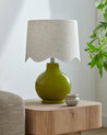 Maine Cottage Droplet Round Green Ceramic Table Lamp with Scallop Shade | Maine Cottage® 