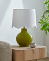 Maine Cottage Droplet Round Green Ceramic Table Lamp with Scallop Shade | Maine Cottage® 