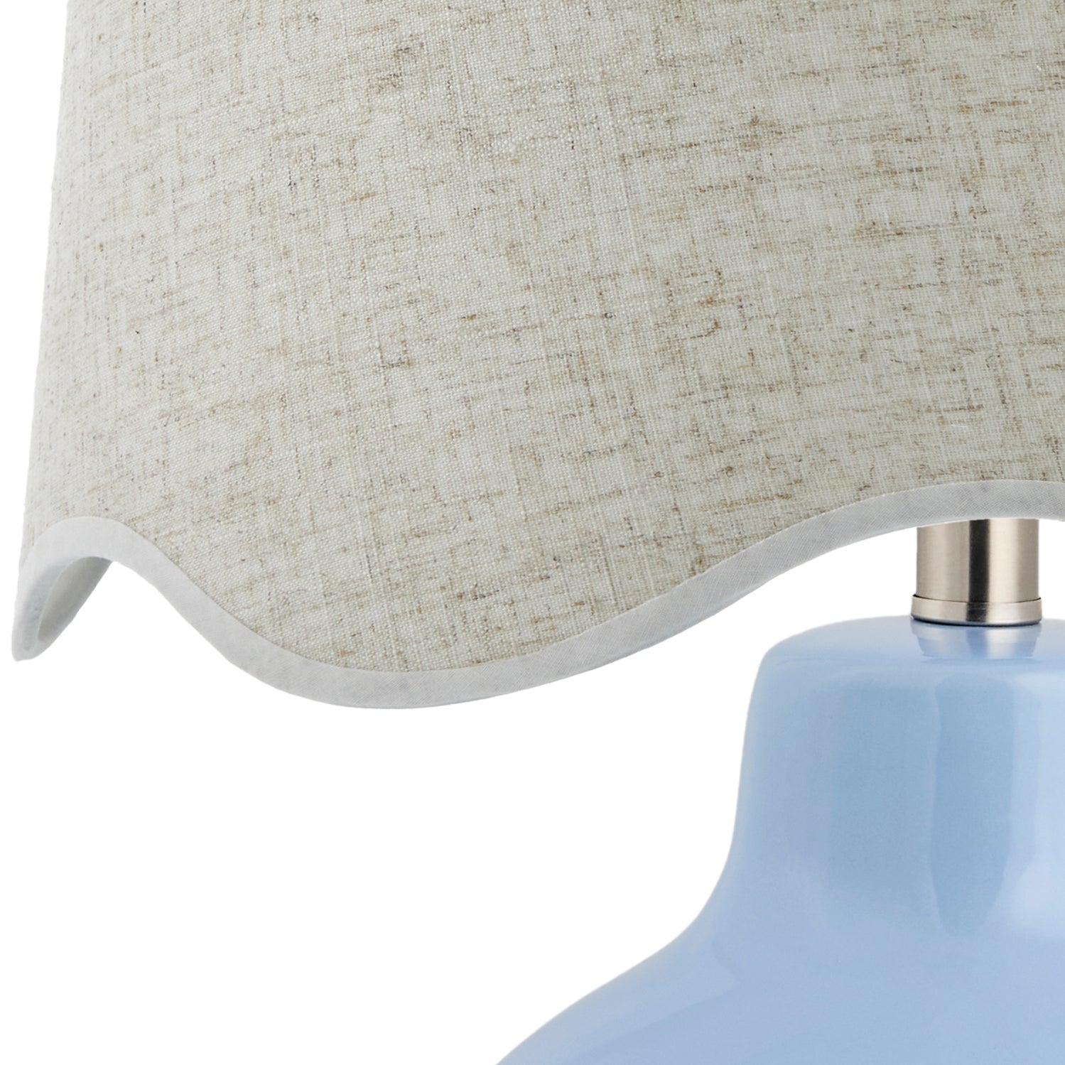Maine Cottage Droplet Round Light Blue Ceramic Table Lamp with Scallop Shade | Maine Cottage® 