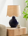Maine Cottage Droplet Round Navy Ceramic Table Lamp with Scallop Shade | Maine Cottage® 