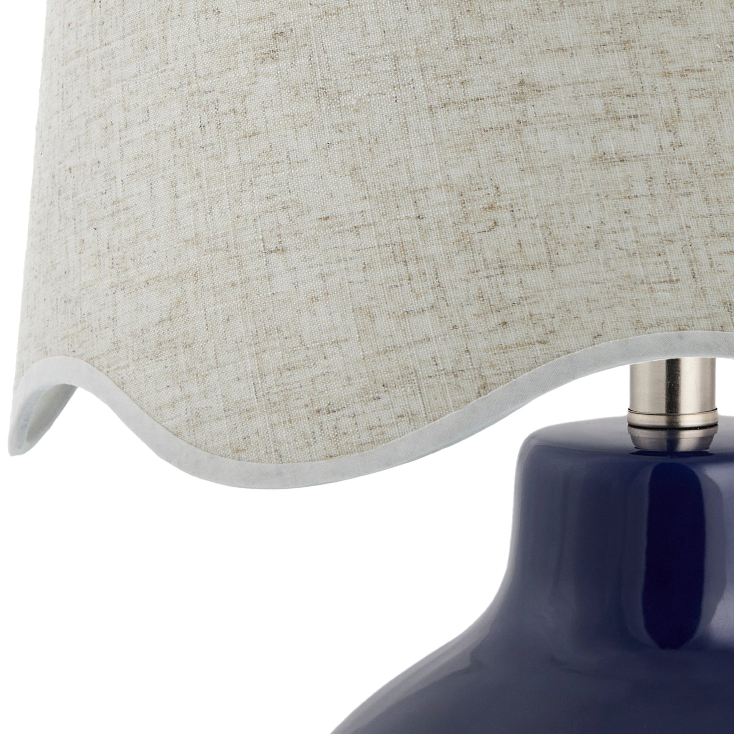 Maine Cottage Droplet Round Navy Ceramic Table Lamp with Scallop Shade | Maine Cottage® 
