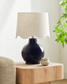 Maine Cottage Droplet Round Navy Ceramic Table Lamp with Scallop Shade | Maine Cottage® 