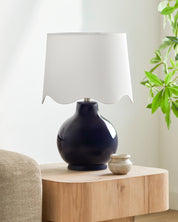 Maine Cottage Droplet Round Navy Ceramic Table Lamp with Scallop Shade | Maine Cottage® 
