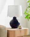 Maine Cottage Droplet Round Navy Ceramic Table Lamp with Scallop Shade | Maine Cottage® 