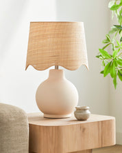 Maine Cottage Droplet Round Cream Ceramic Table Lamp with Scallop Shade | Maine Cottage® 