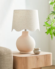 Maine Cottage Droplet Round Cream Ceramic Table Lamp with Scallop Shade | Maine Cottage® 