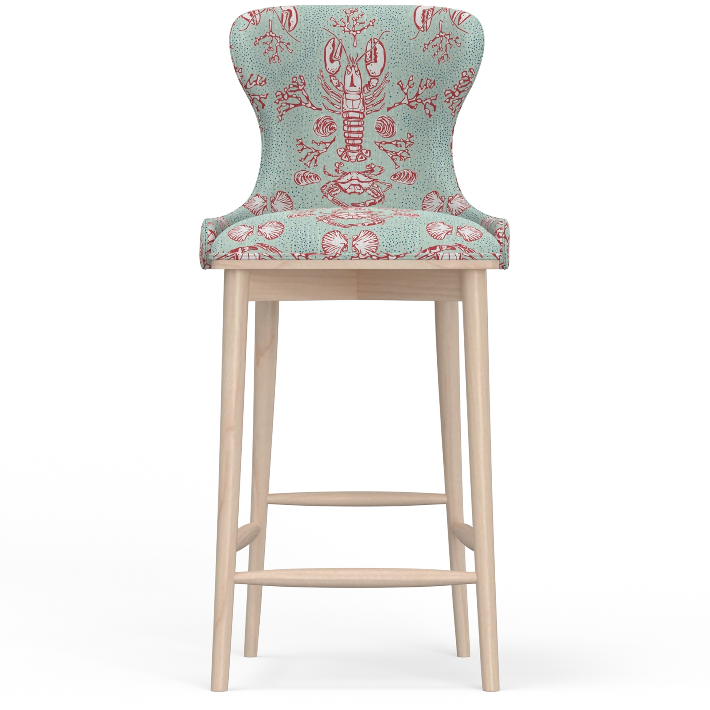 Dolly Upholstered Bar Stool - Natural Wood